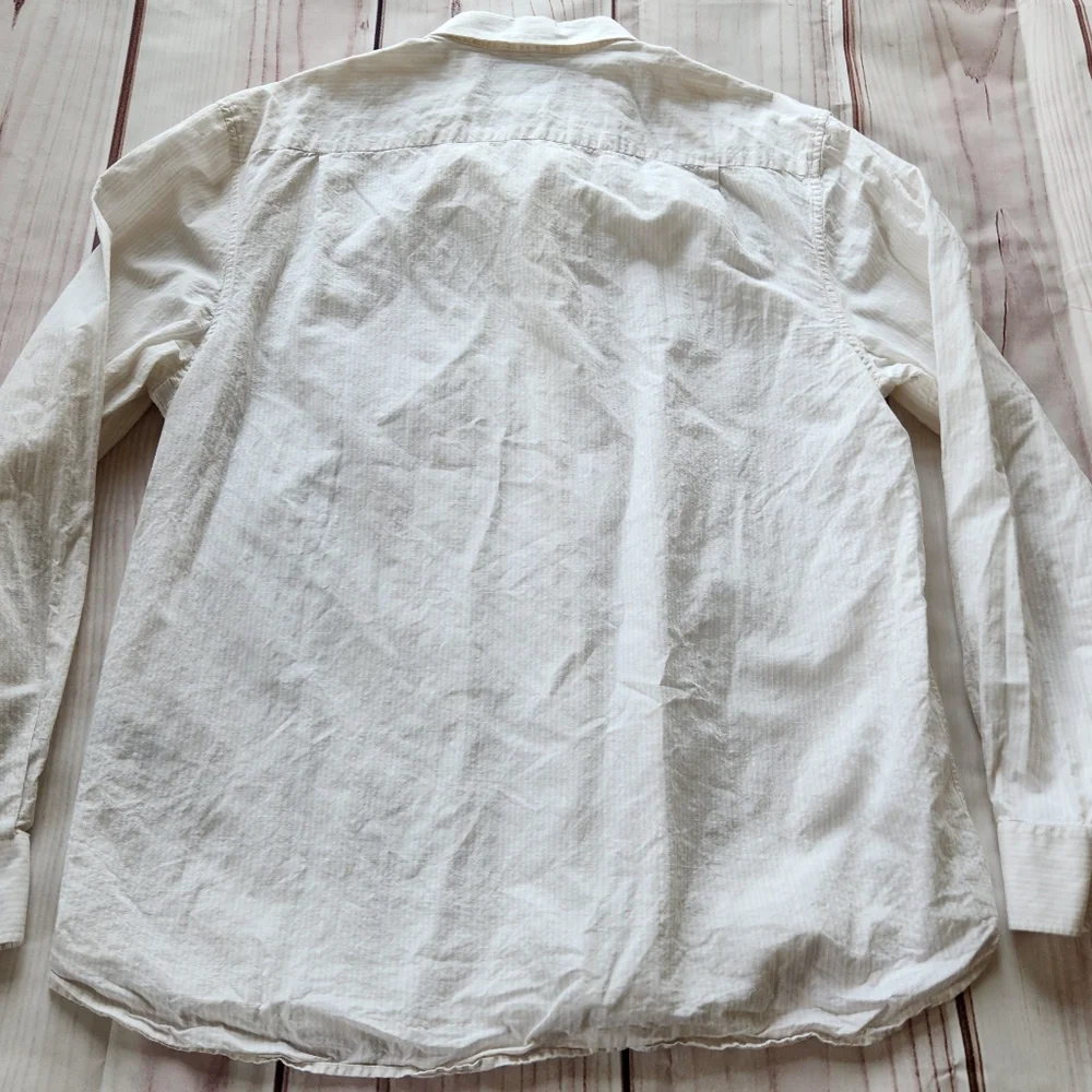 Victorinox Stripe Long Sleeve Shirt Cream White Button Front, Men's Size XXL 2XL - Picture 8 of 10